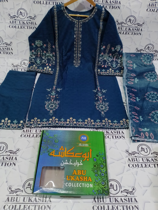 Fancy embrioded jagard cotton three piece